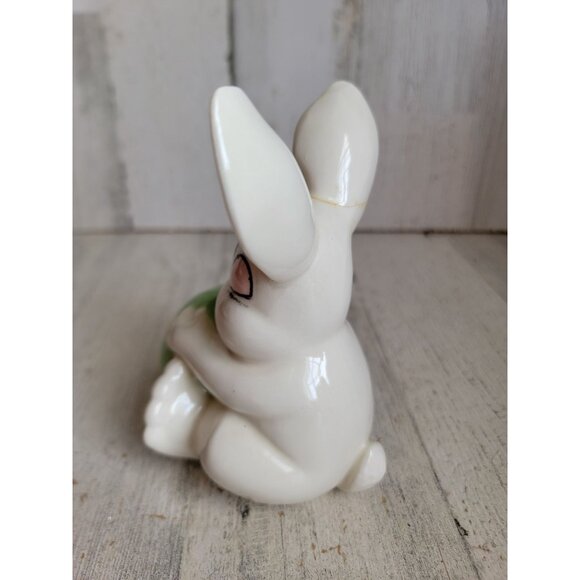 Vintage sitting rabbit egg holding bunny Easter spring decor figure - Picture 4 of 8